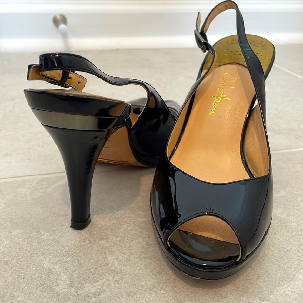 Black Patent Peep-Toe Cole Haan High Heels
